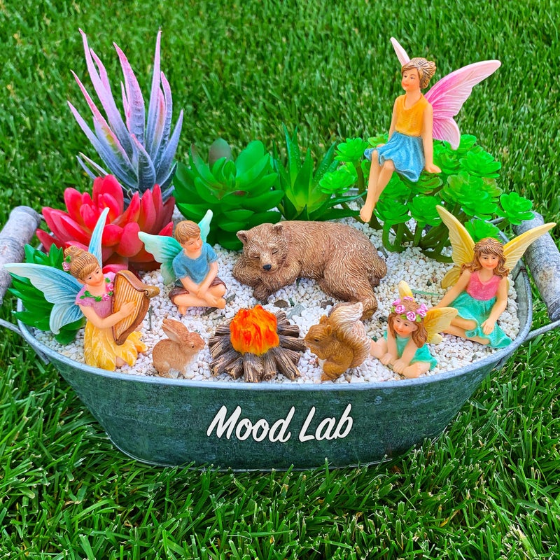 Mood Lab Fairy Garden - Miniature Fairies Figurines Accessories - Camping Kit of 9 pcs - Set for Outdoor or House Decor - Image 2